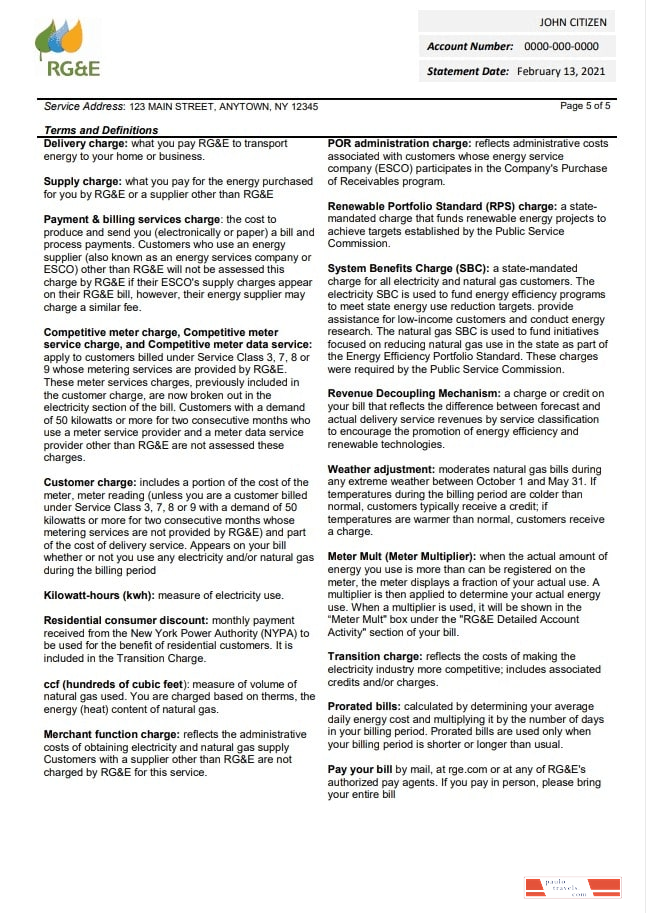 USA RG&E utility bill template in Word and PDF format (2 pages) 5